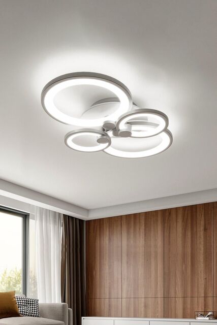 Modern Circular LED Semi Flush Ceiling Light-58cm W