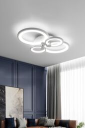 Modern Circular LED Semi Flush Ceiling Light-58cm W - thumbnail 3