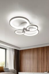 Modern Circular LED Semi Flush Ceiling Light-58cm W - thumbnail 1