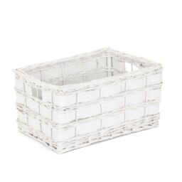Red Hamper Wicker Set of 4 Unlined White Scandi Storage Basket - thumbnail 3