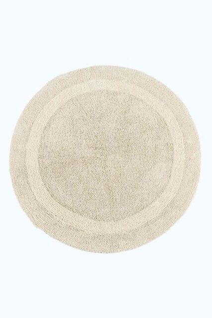 Homescapes Luxury Round Bath Mat Reversible 100% Cotton 1600GSM, 80cm, Quick Dry in Cream - image 1