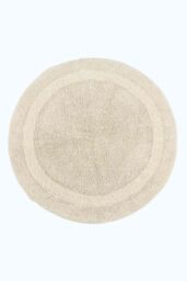 Homescapes Luxury Round Bath Mat Reversible 100% Cotton 1600GSM, 80cm, Quick Dry in Cream
