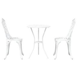 Berkfield Home 3-Piece White Cast Aluminum Garden Bistro Set - thumbnail 6