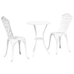Berkfield Home 3-Piece White Cast Aluminum Garden Bistro Set - thumbnail 1