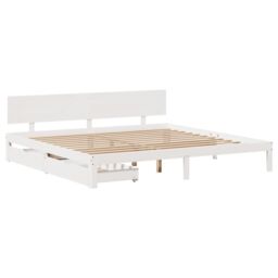 Berkfield Home Bed Frame with Drawers without Mattress White 180x200 cm Super King - thumbnail 3