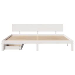 Berkfield Home Bed Frame with Drawers without Mattress White 180x200 cm Super King - thumbnail 4