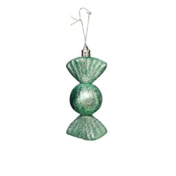 Melody Maison Set Of 3 Sage Green Glitter Sweet Shaped Bauble Decorations - 11cm