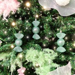 Melody Maison Set Of 3 Sage Green Glitter Sweet Shaped Bauble Decorations - 11cm - thumbnail 2