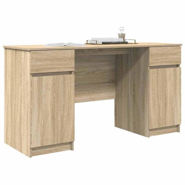 Berkfield Home Elegant Desk Sonoma Oak 140x49x76 cm Engineered Wood in Light Oak - Size: 140 x 49 x 76 cm - image 1