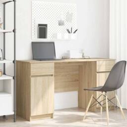 Berkfield Home Elegant Desk Sonoma Oak 140x49x76 cm Engineered Wood in Light Oak - Size: 140 x 49 x 76 cm - thumbnail 2