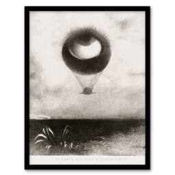 Artery8 Odilon Redon Framed Wall Art Print The Eye Like a Strange Balloon in Grey - Size: A4 - thumbnail 1