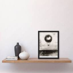 Artery8 Odilon Redon Framed Wall Art Print The Eye Like a Strange Balloon in Grey - Size: A4 - thumbnail 2