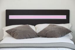 Comfy Living Ltd Modern Hopsack Fabric Upholstered Bedframe With LED Strip in Dark Grey - Size: Small Double - thumbnail 5