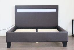 Comfy Living Ltd Modern Hopsack Fabric Upholstered Bedframe With LED Strip in Dark Grey - Size: Small Double - thumbnail 7
