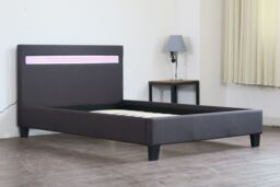 Comfy Living Ltd Modern Hopsack Fabric Upholstered Bedframe With LED Strip in Dark Grey - Size: Small Double - thumbnail 6
