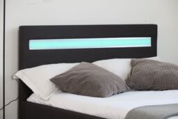 Comfy Living Ltd Modern Hopsack Fabric Upholstered Bedframe With LED Strip in Dark Grey - Size: Small Double - thumbnail 4