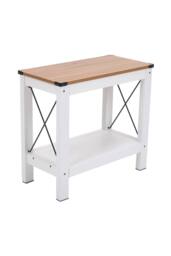 Living and Home Modern Minimalist Multifunctional Side Table with Lower Shelf in White - thumbnail 1