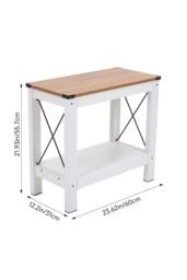 Living and Home Modern Minimalist Multifunctional Side Table with Lower Shelf in White - thumbnail 9