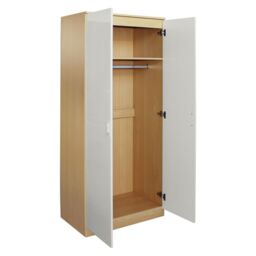 Comfy Living Ltd Modern High Gloss 2 Door Wardrobe in Light Oak - thumbnail 3