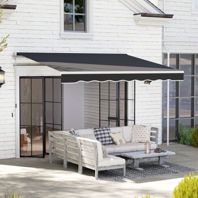 OUTSUNNY Garden Sun Shade Canopy Retractable Awning, 2.5 x 2m in Black - image 1