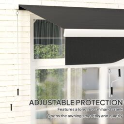 OUTSUNNY Garden Sun Shade Canopy Retractable Awning, 2.5 x 2m in Black - thumbnail 6