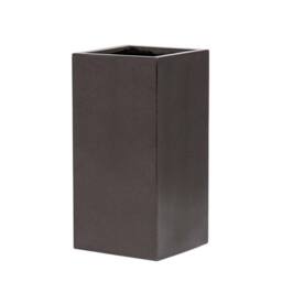 Primrose Metallic Grey Polystone Tall Cubic Outdoor Garden Planter 60cm in Dark Grey - thumbnail 2