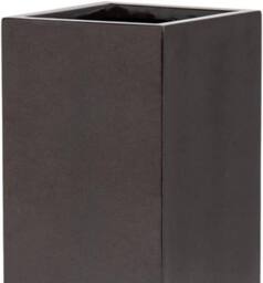 Primrose Metallic Grey Polystone Tall Cubic Outdoor Garden Planter 60cm in Dark Grey - thumbnail 3