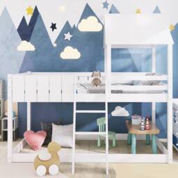BTM White 3FT Wooden Loft Bunk Bed with Ladder & Guard Rail - thumbnail 5