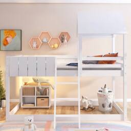 BTM White 3FT Wooden Loft Bunk Bed with Ladder & Guard Rail - thumbnail 9