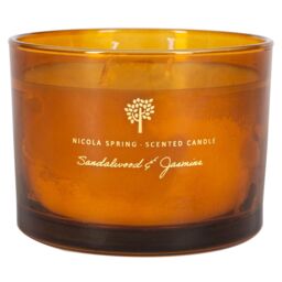 Nicola Spring 350g Sandalwood & Jasmine Soy Wax Candle - Double Wick Sweet Creamy in Orange