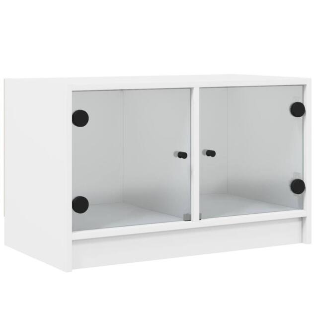 Berkfield Home TV Cabinet with Glass Doors White 68x37x42 cm - Size: 68 x 37 x 42 cm - image 1