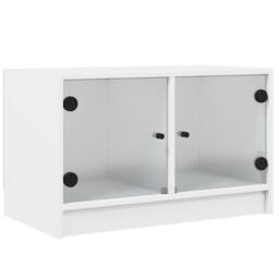 Berkfield Home TV Cabinet with Glass Doors White 68x37x42 cm - Size: 68 x 37 x 42 cm