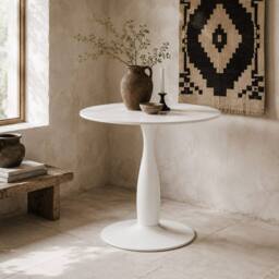 Wyld Haus Round 80cm White Dining Table MDF Top with Powder Coated Steel Base