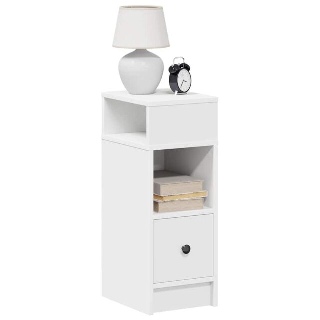 Berkfield Home Bedside Cabinet with Drawer White 25x31x66 cm - Size: 25 x 31 x 66 cm - image 1