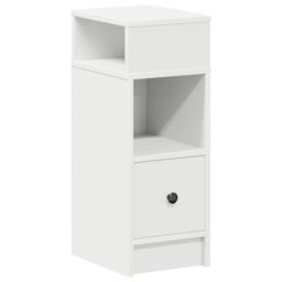 Berkfield Home Bedside Cabinet with Drawer White 25x31x66 cm - Size: 25 x 31 x 66 cm - thumbnail 2