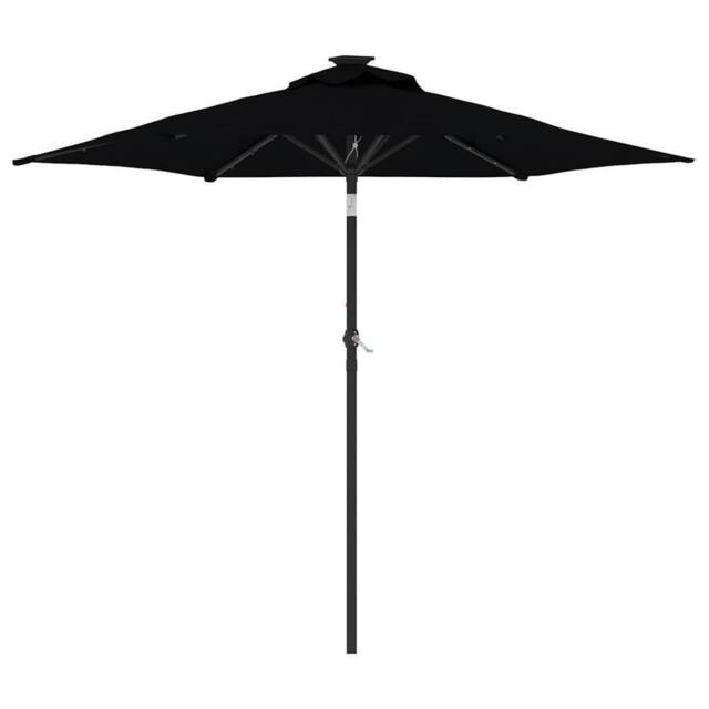 Berkfield Home Garden Parasol with LEDs & Steel Pole Black 225x225x212cm - Size: 225 x 225 x 212 cm - image 1