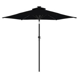Berkfield Home Garden Parasol with LEDs & Steel Pole Black 225x225x212cm - Size: 225 x 225 x 212 cm - thumbnail 5