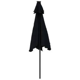 Berkfield Home Garden Parasol with LEDs & Steel Pole Black 225x225x212cm - Size: 225 x 225 x 212 cm - thumbnail 7