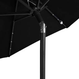 Berkfield Home Garden Parasol with LEDs & Steel Pole Black 225x225x212cm - Size: 225 x 225 x 212 cm - thumbnail 9