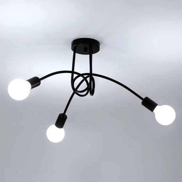 COMELY Modern Sputnik Chandelier, 3 Lights Black Industrial Ceiling Lights - image 1
