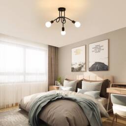 COMELY Modern Sputnik Chandelier, 3 Lights Black Industrial Ceiling Lights - thumbnail 4