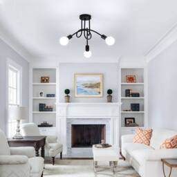 COMELY Modern Sputnik Chandelier, 3 Lights Black Industrial Ceiling Lights - thumbnail 2