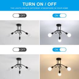 COMELY Modern Sputnik Chandelier, 3 Lights Black Industrial Ceiling Lights - thumbnail 5