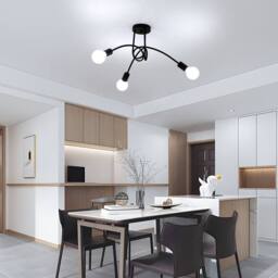 COMELY Modern Sputnik Chandelier, 3 Lights Black Industrial Ceiling Lights - thumbnail 3