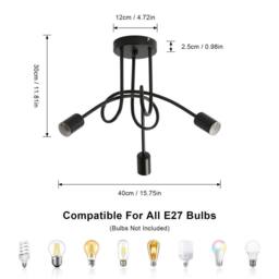 COMELY Modern Sputnik Chandelier, 3 Lights Black Industrial Ceiling Lights - thumbnail 6