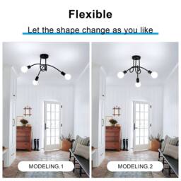 COMELY Modern Sputnik Chandelier, 3 Lights Black Industrial Ceiling Lights - thumbnail 8