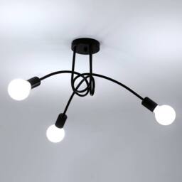 COMELY Modern Sputnik Chandelier, 3 Lights Black Industrial Ceiling Lights
