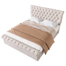 Matteo Luxurious Velvet Double Bed with Button-Tufted Sleigh, Beige - thumbnail 9