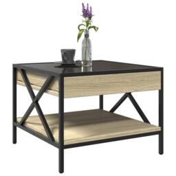 Berkfield Home Decorative Coffee Table with Infinity LED Sonoma Oak 50x50x38 cm in Brown - Size: 50 x 50 x 38 cm - thumbnail 5