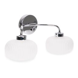 ValueLights Amaia Polished Chrome IP44 Rated 2 Way Frosted Ribbed Glass Wall Light in Silver - thumbnail 5